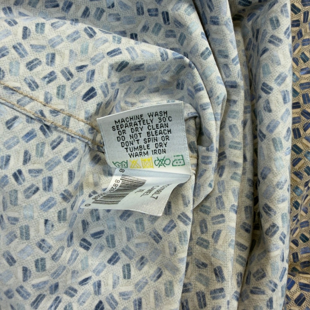 Bugatchi Mens XL Classic Fit Geometric Cotton Long Sleeve Button Down Shirt Blue - Picture 8 of 9